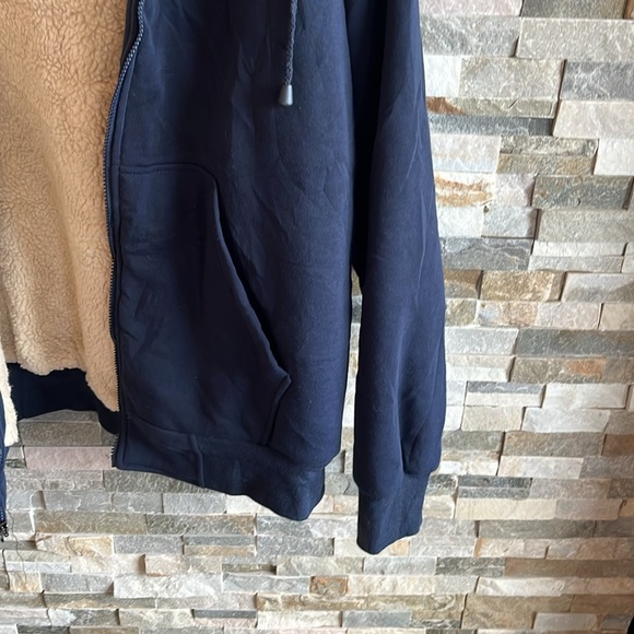 Navy Blue Sherpa-Lined Hoodie - Picture 3 of 6